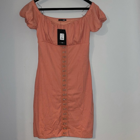 Peach off Shoulder Dress - Picture 7 of 11